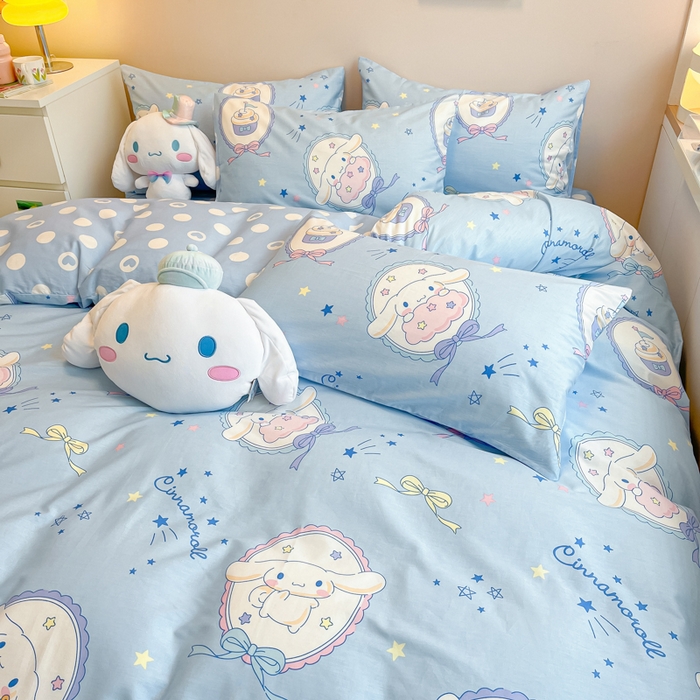 91家纺网 家纺一手货源 找家纺 暮思家居 2025新款正版授权三丽鸥全棉四件套系列四件套 蓝色玉贵狗