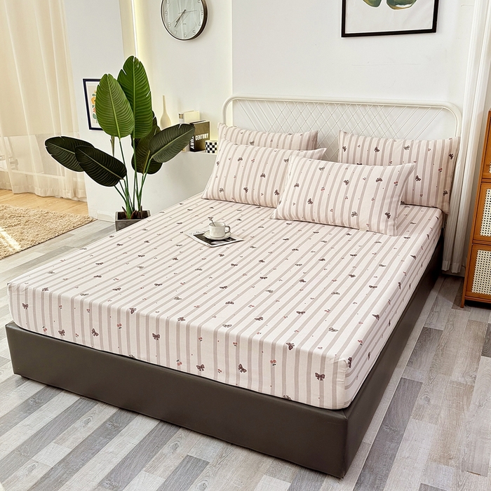 91家纺网 家纺一手货源 找家纺 伊而梦蚊帐 2025新款原棉老粗布床笠 蝴蝶结