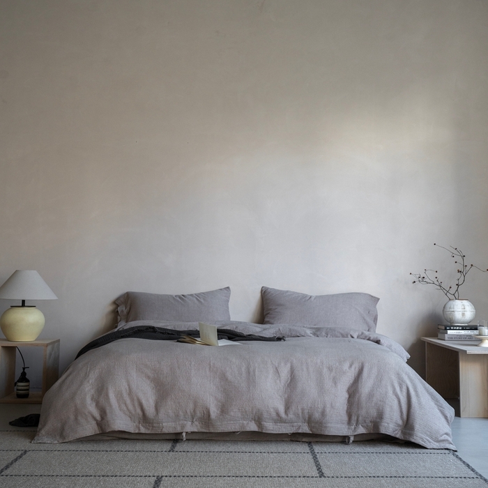 91家纺网 家纺一手货源 找家纺 璞素2025新款全棉色织三层纱四件套-素简 咖色