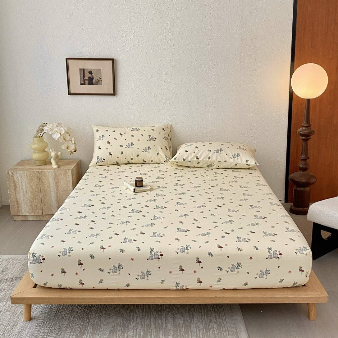 91家纺网 家纺一手货源 找家纺 九亭家纺 2025新款A类全棉老粗布单床笠 红菇