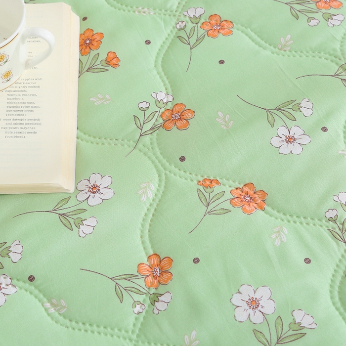 91家纺网 家纺一手货源 找家纺 被多多被业  2025新款清新印花亲肤绒超声波工艺夏凉被 春意盎然