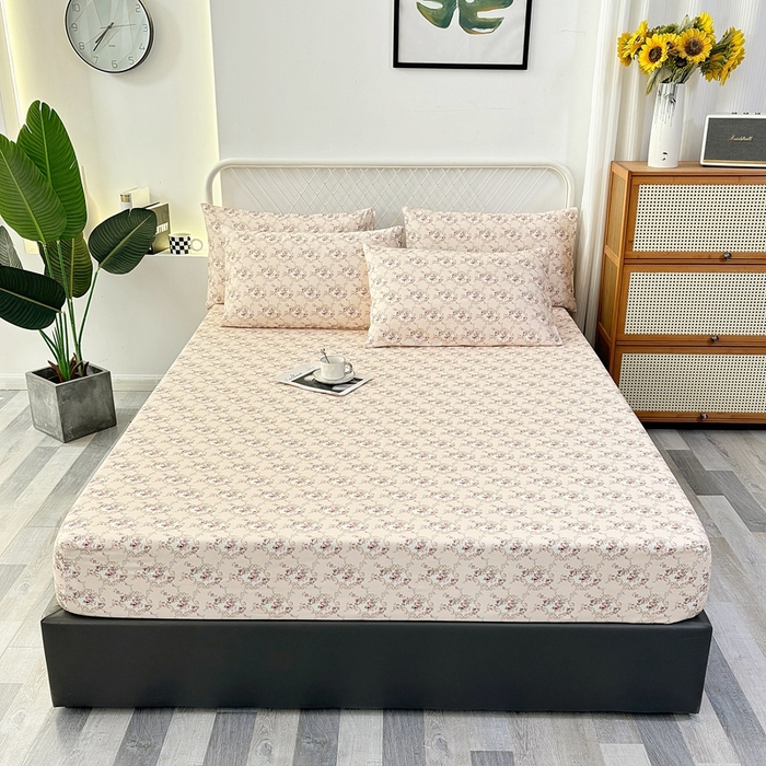 91家纺网 家纺一手货源 找家纺 伊而梦蚊帐 2025新款原棉老粗布床笠 玫瑰格