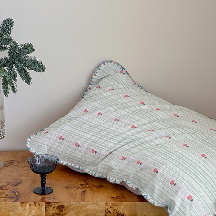 91家纺网 家纺一手货源 找家纺 觅糖家纺 2025新款色织提花贝壳边三角针系列四件套 温柔郁金香