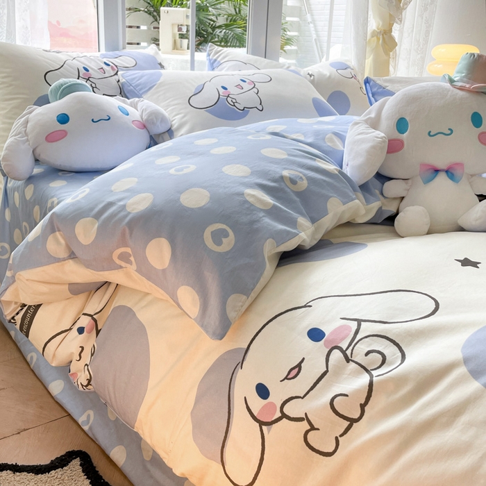 91家纺网 家纺一手货源 找家纺 暮思家居 2025新款正版授权三丽鸥全棉四件套系列四件套 萌萌玉贵狗