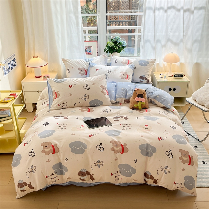 91家纺网 家纺一手货源 找家纺 盛秋家纺 2025新款卡通单被套 开心乐园+蓝爱心