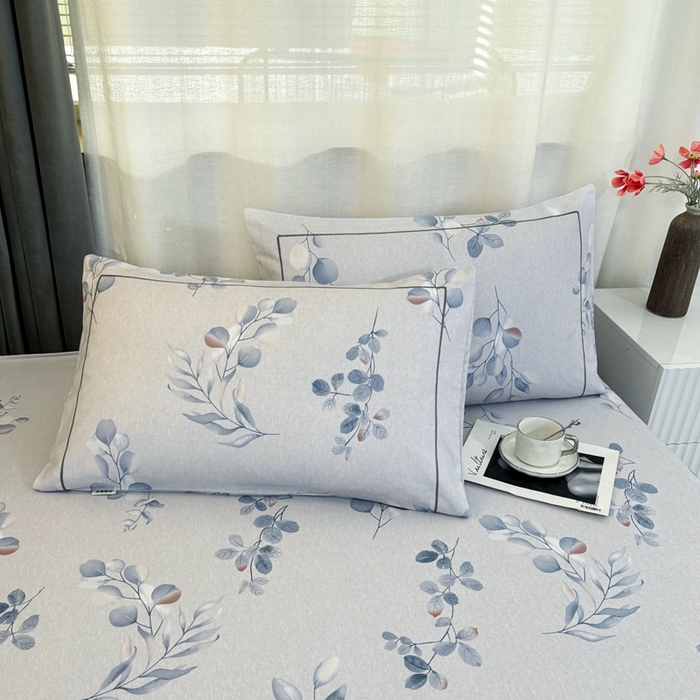 91家纺网 家纺一手货源 找家纺 伊而梦蚊帐 2025新款A类老粗布抗菌床单 清江曲-蓝