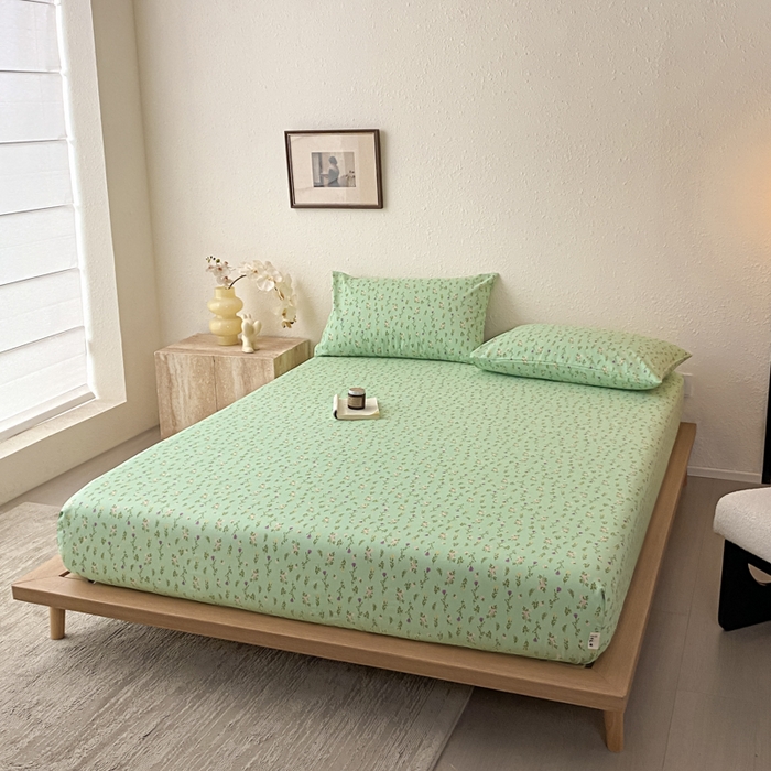 91家纺网 家纺一手货源 找家纺 九亭家纺 2025新款A类全棉老粗布单床笠 初夏