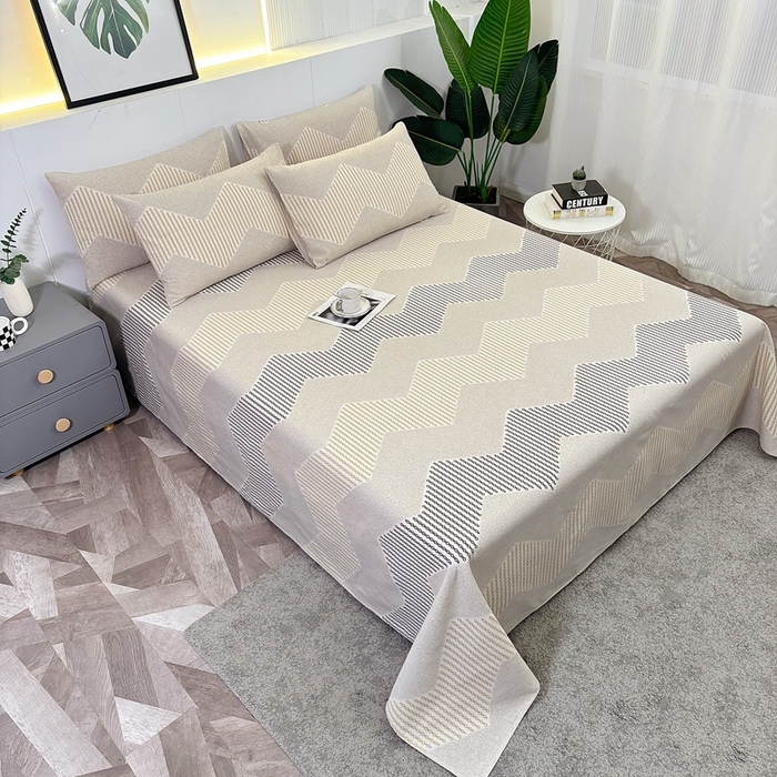 91家纺网 家纺一手货源 找家纺 伊而梦蚊帐 2025新款原棉老粗布床单 波浪条