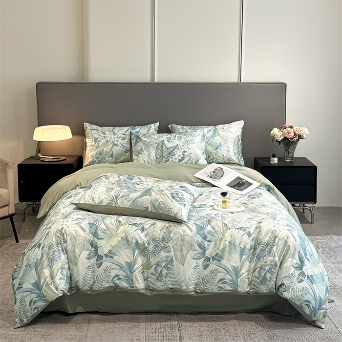 91家纺网 家纺一手货源 找家纺 笙意家纺2025新款水洗冰丝数码印花暗盒款四件套 汐月