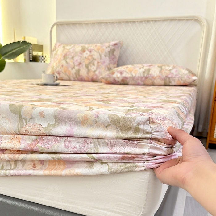 91家纺网 家纺一手货源 找家纺 伊而梦蚊帐 2025新款原棉老粗布床笠 满庭芳