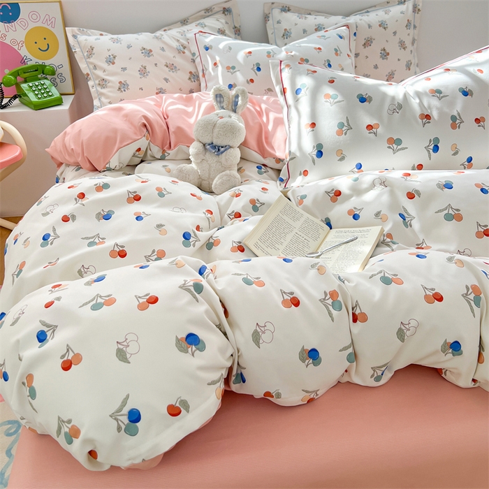 91家纺网 家纺一手货源 找家纺 （总）畅畅家纺 2025新款春夏活性小清新印花云锦棉四件套