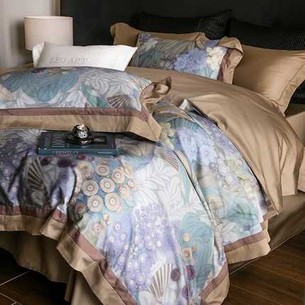 涞澳家纺 2025新款全棉数码印花宽边四件套 岸芷