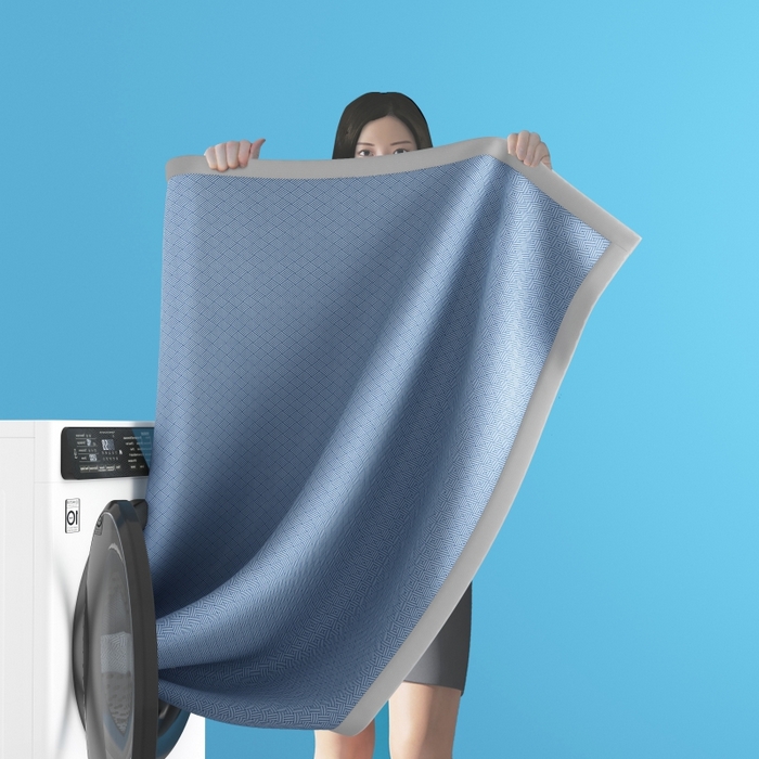 91家纺网 家纺一手货源 找家纺 爱宝被业  2025新款凉感抗菌冰丝席凉席 蓝色