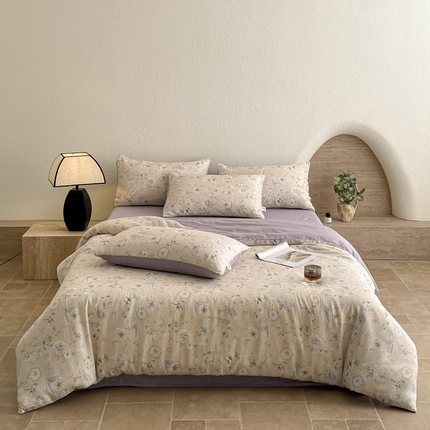 91家纺网 家纺一手货源 找家纺 （总）慕晨 2025新款全棉双层纱四件套莱赛尔纯棉莱赛尔四件套天丝夏季凉感直播