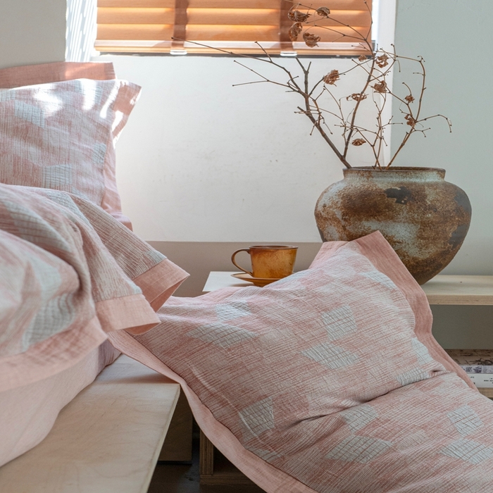 91家纺网 家纺一手货源 找家纺 （总）璞素2025新款全棉色织三层纱四件套