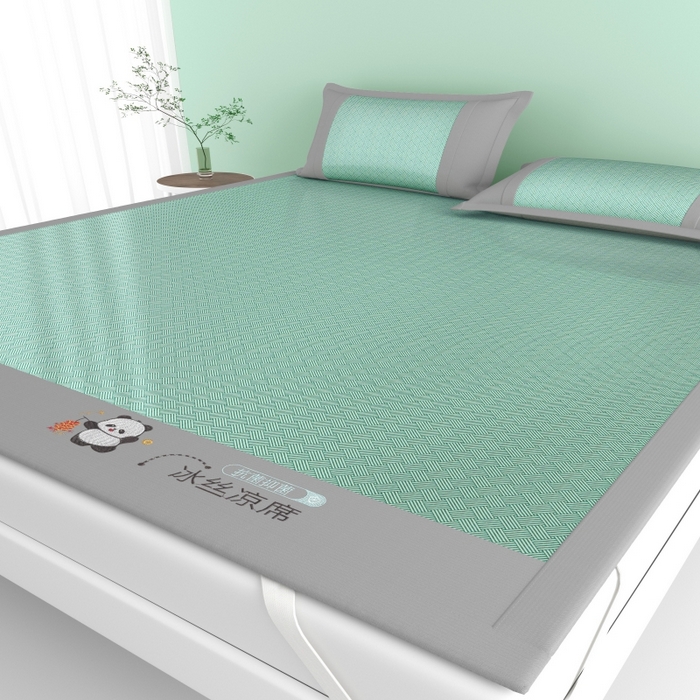 91家纺网 家纺一手货源 找家纺 爱宝被业  2025新款凉感抗菌冰丝席凉席 绿色