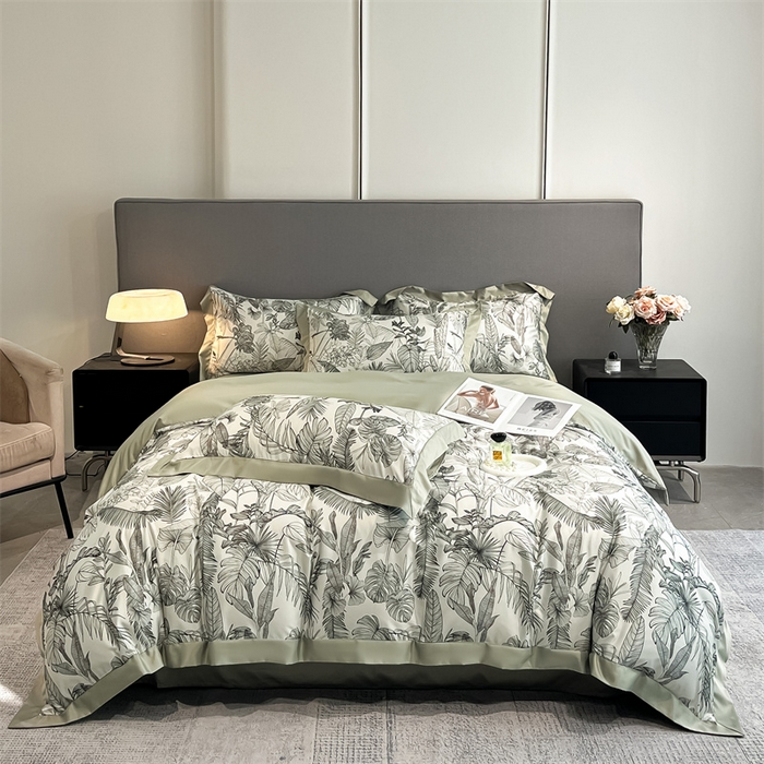 91家纺网 家纺一手货源 找家纺 笙意家纺 2025新款水洗冰丝数码印花宽边四件套 乐微