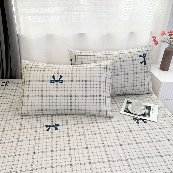 91家纺网 家纺一手货源 找家纺 伊而梦蚊帐 2025新款A类老粗布抗菌床单 条格结-米