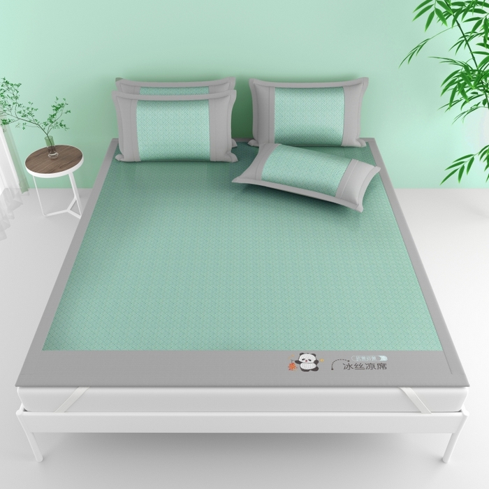 91家纺网 家纺一手货源 找家纺 爱宝被业  2025新款凉感抗菌冰丝席凉席 绿色