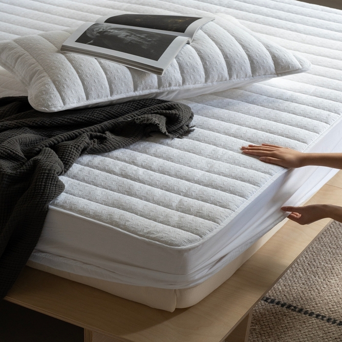 91家纺网 家纺一手货源 找家纺 （总）璞素2025新款全棉纯棉三层纱床笠-空谷 ：幽兰