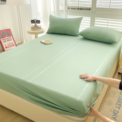 91家纺网 家纺一手货源 找家纺 漫时光 2025新款A类40s纯棉水洗棉单品系列-单床笠 薄荷绿