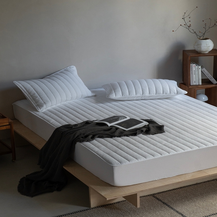 91家纺网 家纺一手货源 找家纺 （总）璞素2025新款全棉纯棉三层纱床笠-空谷 ：幽兰