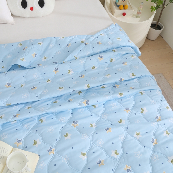 91家纺网 家纺一手货源 找家纺 被多多被业  2025新款清新印花亲肤绒超声波工艺夏凉被 梦幻星空