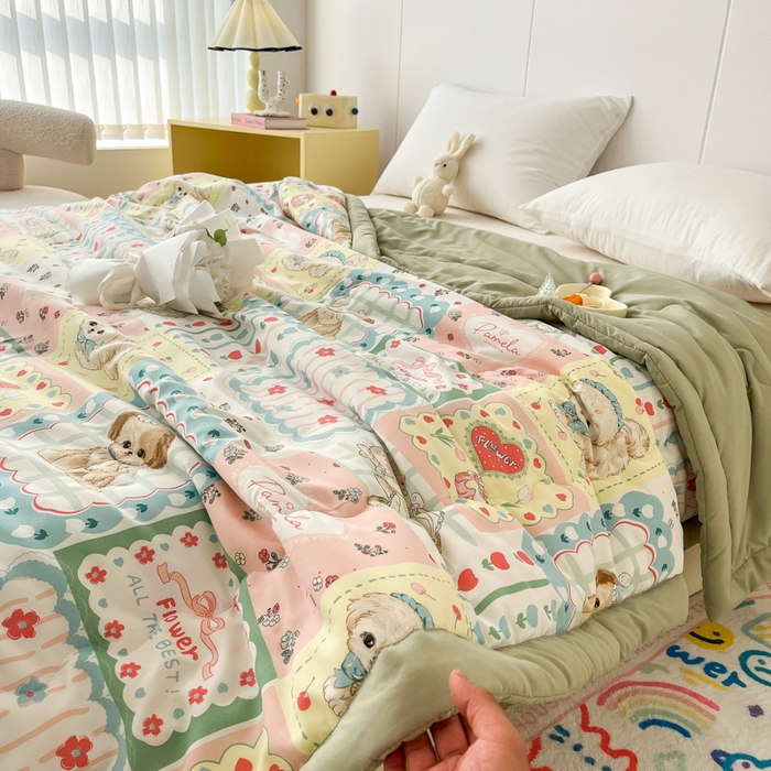 91家纺网 家纺一手货源 找家纺 （总）爱宝被业 2025新款亲肤棉印花100%新疆棉花夏被空调被