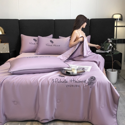 91家纺网 家纺一手货源 找家纺 （总）吾诺 2025 双拼及羽毛刺绣夏被四件套绣花夏被水洗天丝夏被水洗真丝夏凉被空调被