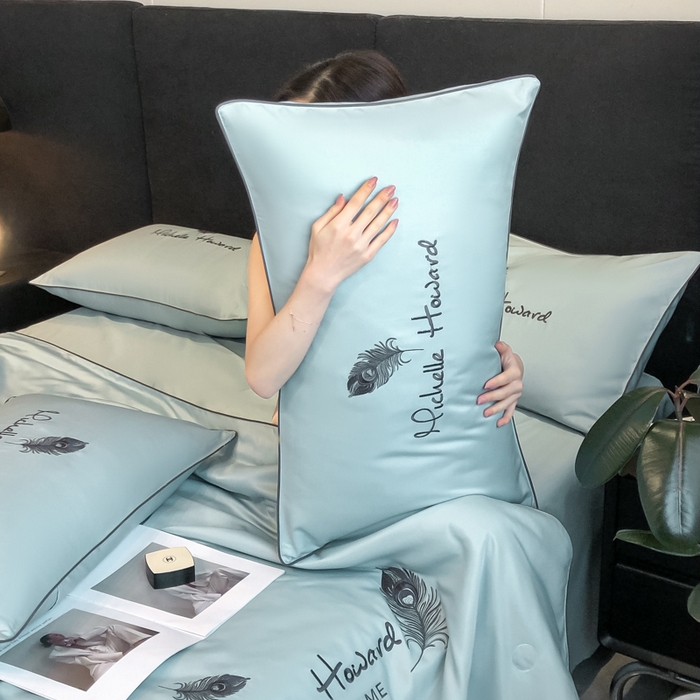 91家纺网 家纺一手货源 找家纺 吾诺 2025 双拼及羽毛刺绣夏被四件套绣花夏被水洗天丝夏被水洗真丝夏凉被空调被 羽毛-梵星蓝