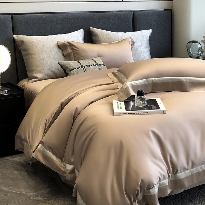 91家纺网 家纺一手货源 找家纺 涞澳家纺 2025新款80天丝棉四件套-凯瑟琳系列 凯瑟琳-摩卡