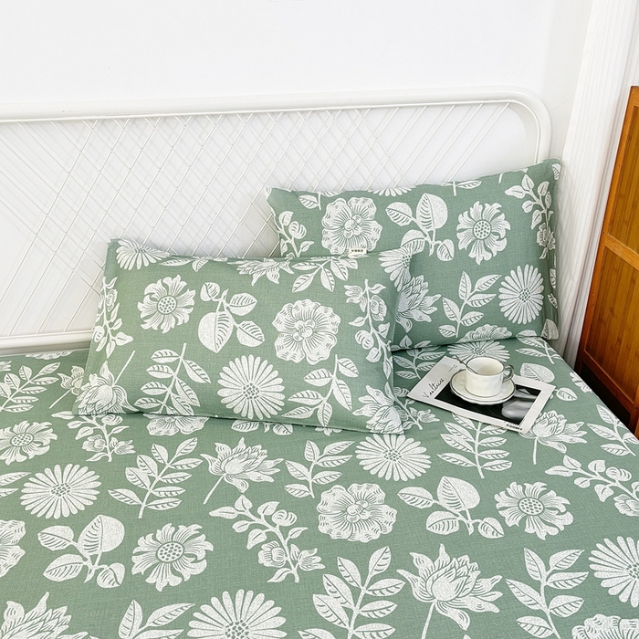 91家纺网 家纺一手货源 找家纺 伊而梦蚊帐 2025新款原棉老粗布床笠 春草青