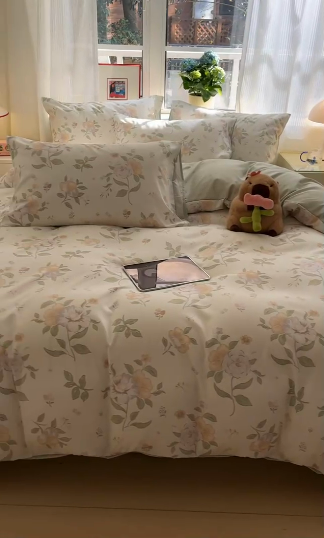 91家纺网 家纺一手货源 找家纺 盛秋家纺 2025新款卡通单被套 铃兰+绿叶