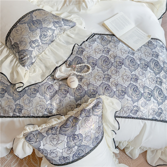 91家纺网 家纺一手货源 找家纺 （总）富盛 2025新款水洗亲肤棉浮雕提花公主风四件套