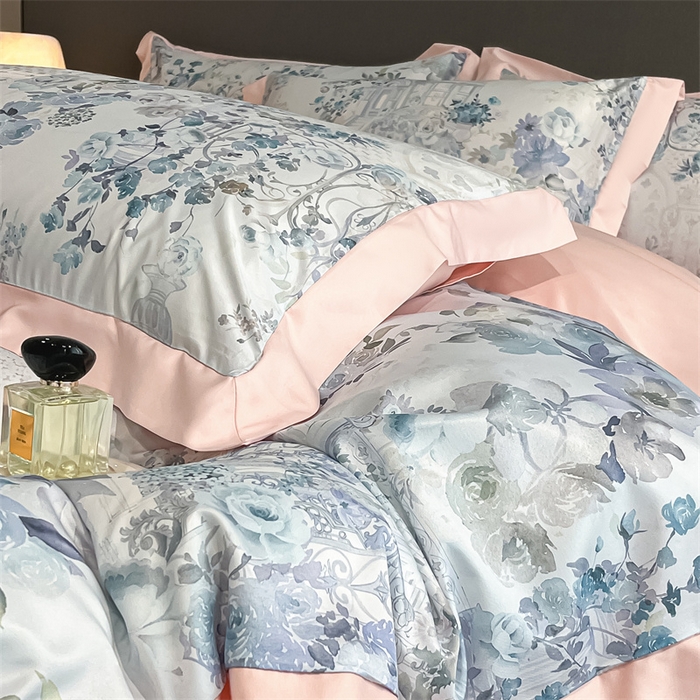 91家纺网 家纺一手货源 找家纺 笙意家纺 2025新款水洗冰丝数码印花宽边四件套 冬聆