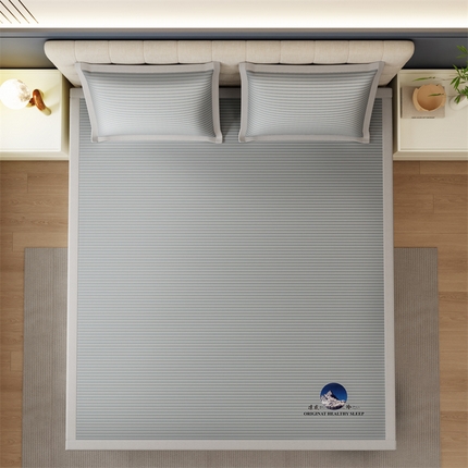 91家纺网 家纺一手货源 找家纺 （总）鑫姿 2025新款5A抗菌A类冰丝凉席-条纹款