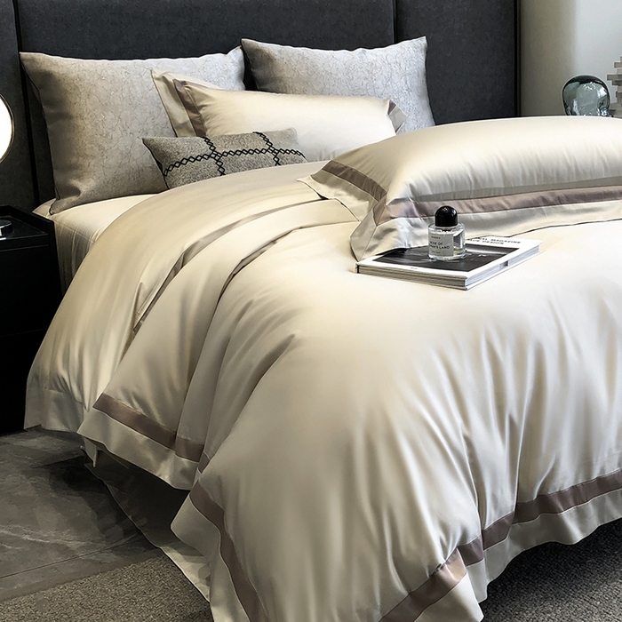 91家纺网 家纺一手货源 找家纺 涞澳家纺 2025新款80天丝棉四件套-凯瑟琳系列 凯瑟琳-燕麦奶