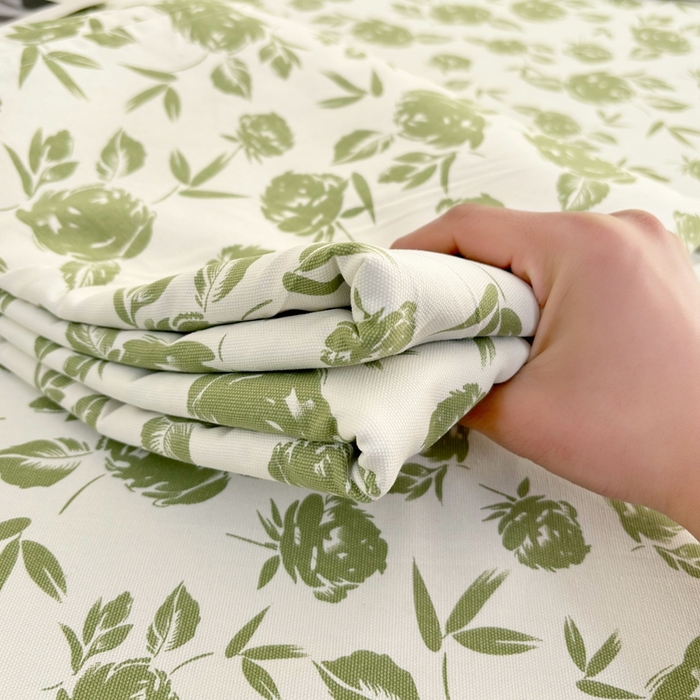 91家纺网 家纺一手货源 找家纺 伊而梦蚊帐 2025新款A类老粗布抗菌床单 剪影花-绿