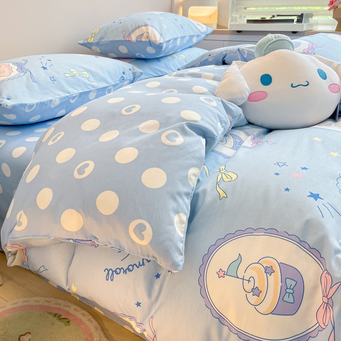 91家纺网 家纺一手货源 找家纺 暮思家居 2025新款正版授权三丽鸥全棉四件套系列四件套 蓝色玉贵狗