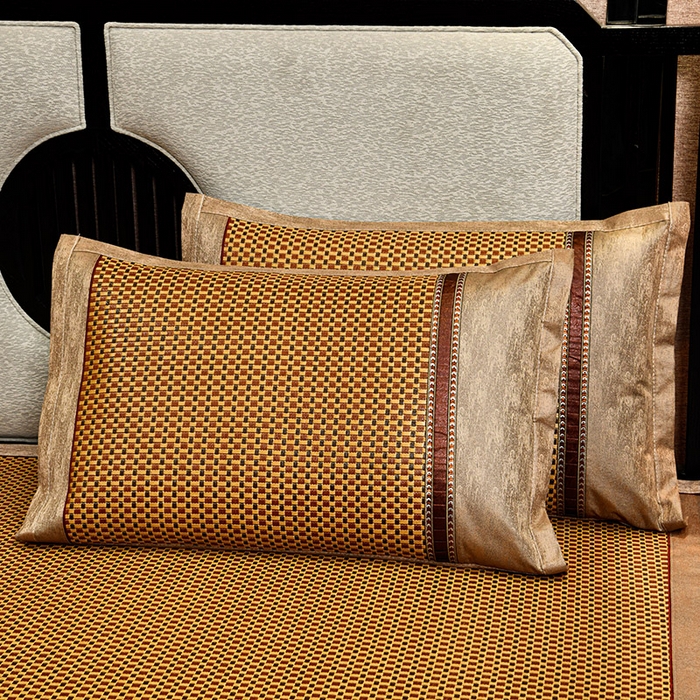 91家纺网 家纺一手货源 找家纺 小牛席业  2025新款B夏凉枕套系列凉枕套夏天枕套冰丝枕套竹枕套藤枕套冰藤枕套 D红玉藤-花边枕套