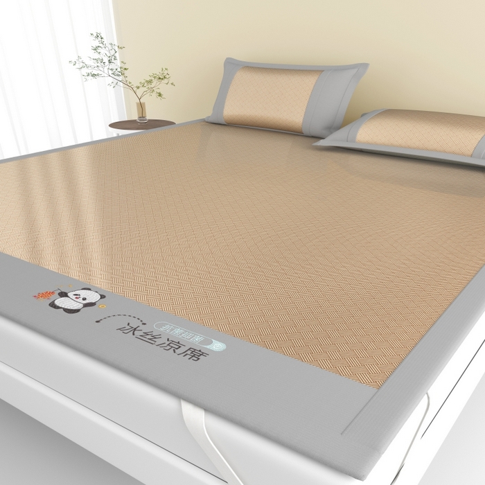 91家纺网 家纺一手货源 找家纺 爱宝被业  2025新款凉感抗菌冰丝席凉席 棕色