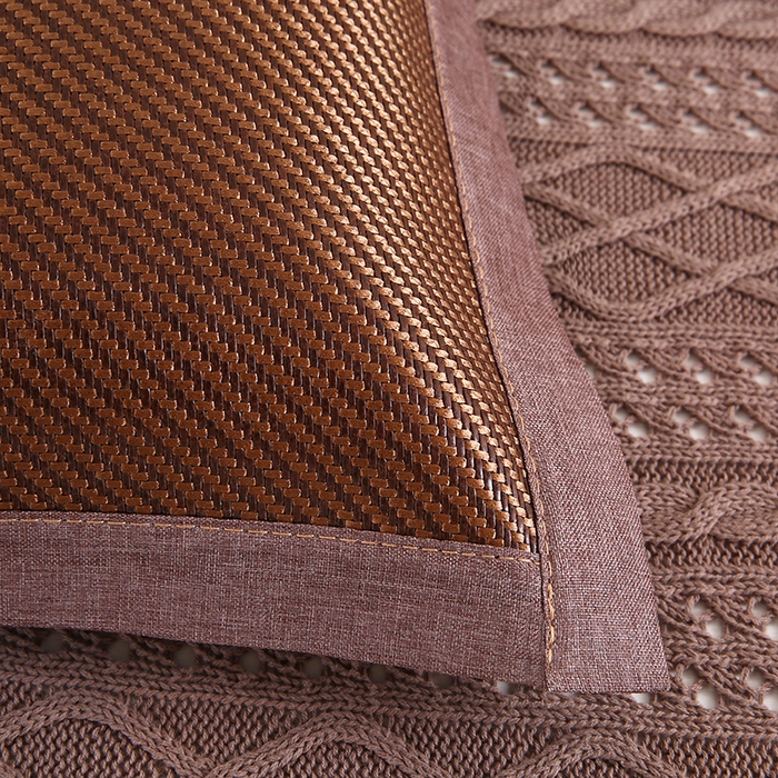 91家纺网 家纺一手货源 找家纺 小牛席业 2025新款A夏凉枕套系列 角标冰藤凉枕套（黑咖）