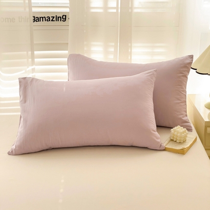 91家纺网 家纺一手货源 找家纺 漫时光 2025新款A类40s纯棉水洗棉单品系列-单枕套 柔雾粉