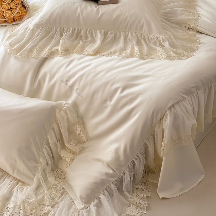 91家纺网 家纺一手货源 找家纺 涞澳家纺 2025新款亲肤舒适天丝棉四件套-云初系列 云初-奶酪白