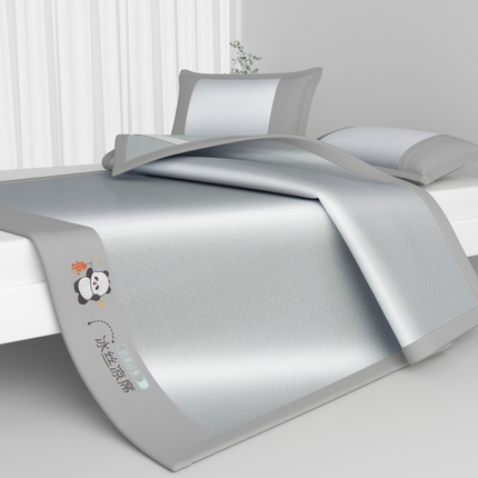 91家纺网 家纺一手货源 找家纺 爱宝被业  2025新款凉感抗菌冰丝席凉席 灰色