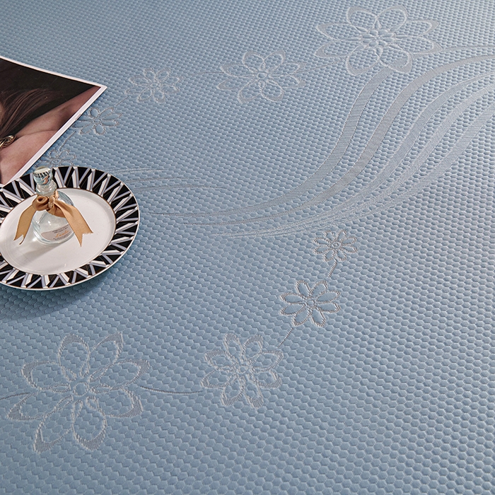 91家纺网 家纺一手货源 找家纺 青雅席业 2025新款7A抗菌母婴级纯乙纶PE刺绣凉感丝豆豆席 床裙款 浪花-蓝