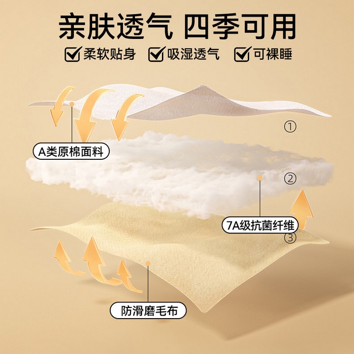 91家纺网 家纺一手货源 找家纺 布卢姆床垫 2025新款原棉A类贴标7A抗菌床笠 方格-宇宙灰