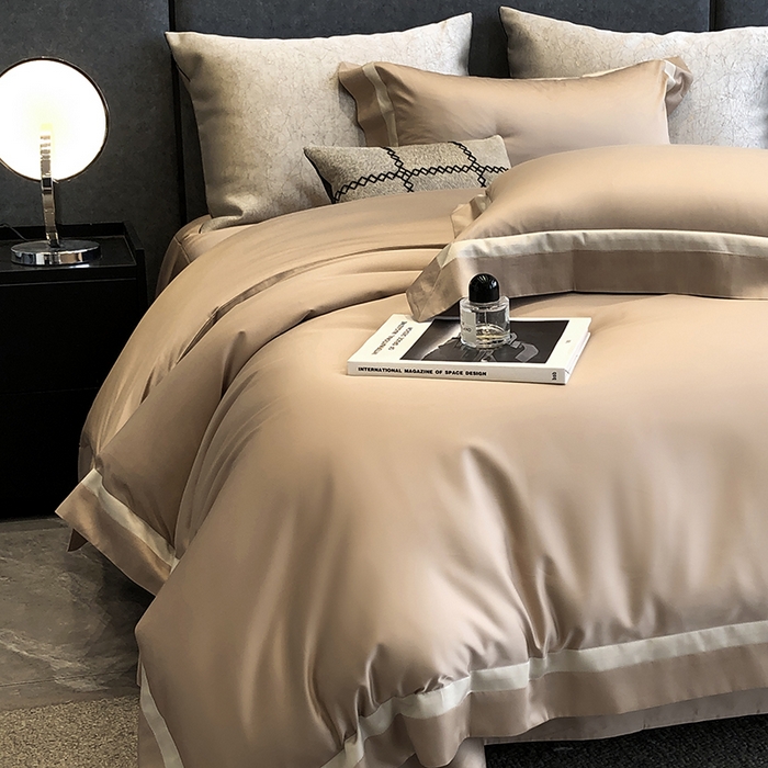 91家纺网 家纺一手货源 找家纺 涞澳家纺 2025新款80天丝棉四件套-凯瑟琳系列 凯瑟琳-摩卡