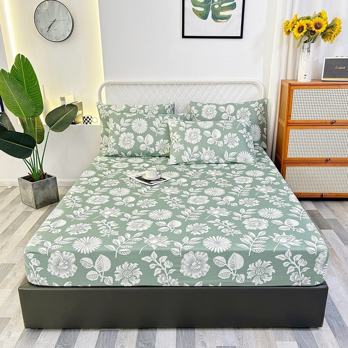 91家纺网 家纺一手货源 找家纺 伊而梦蚊帐 2025新款原棉老粗布床笠 春草青