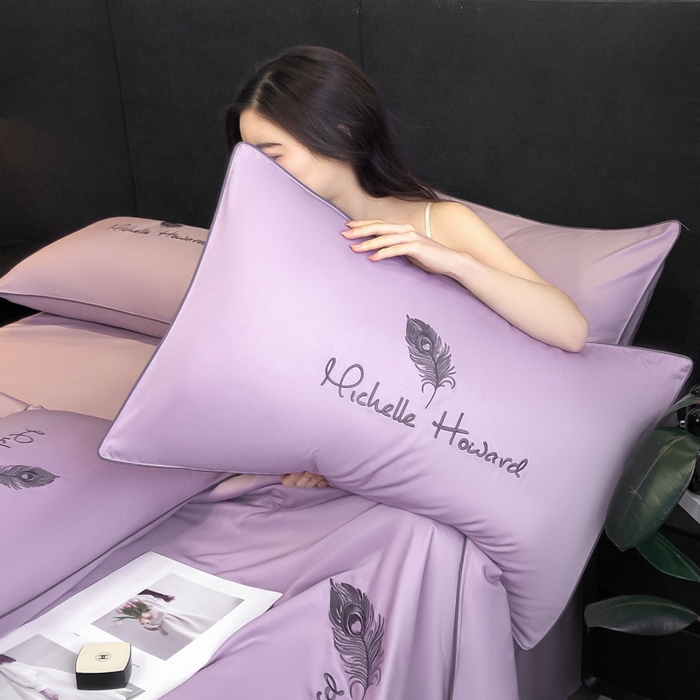 91家纺网 家纺一手货源 找家纺 吾诺 2025 双拼及羽毛刺绣夏被四件套绣花夏被水洗天丝夏被水洗真丝夏凉被空调被 羽毛-紫